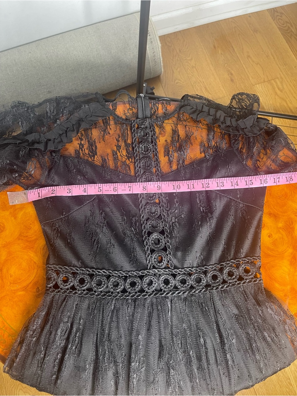 Ina Black Lace Midi Dress with Sheer Lace Overlay - Picture 5 of 5
